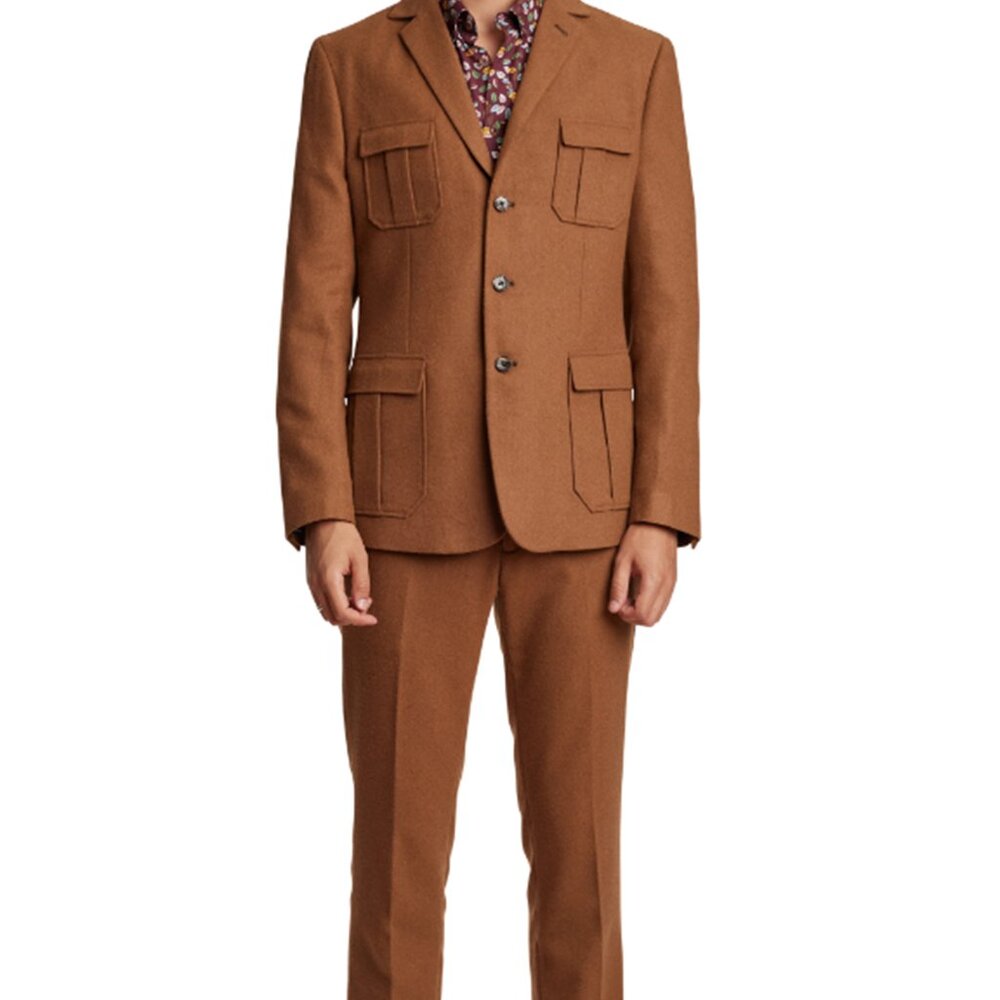 Paisley&Gray Field Slim Wool-Blend Military Jacket Men FULL suit 42R 34x32 pant